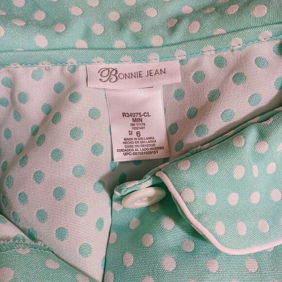 Bonnie Jean Girls Sz 6 Mint Green Polka Dot Lightweight Peacoat | Spring Easter - Picture 5 of 6